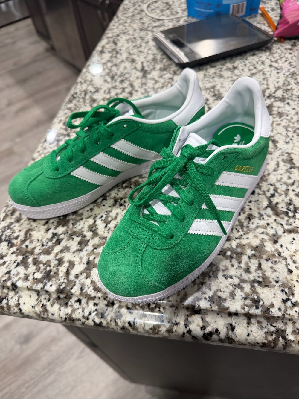 adidas Kids Gazelle Sneakers in Green and White